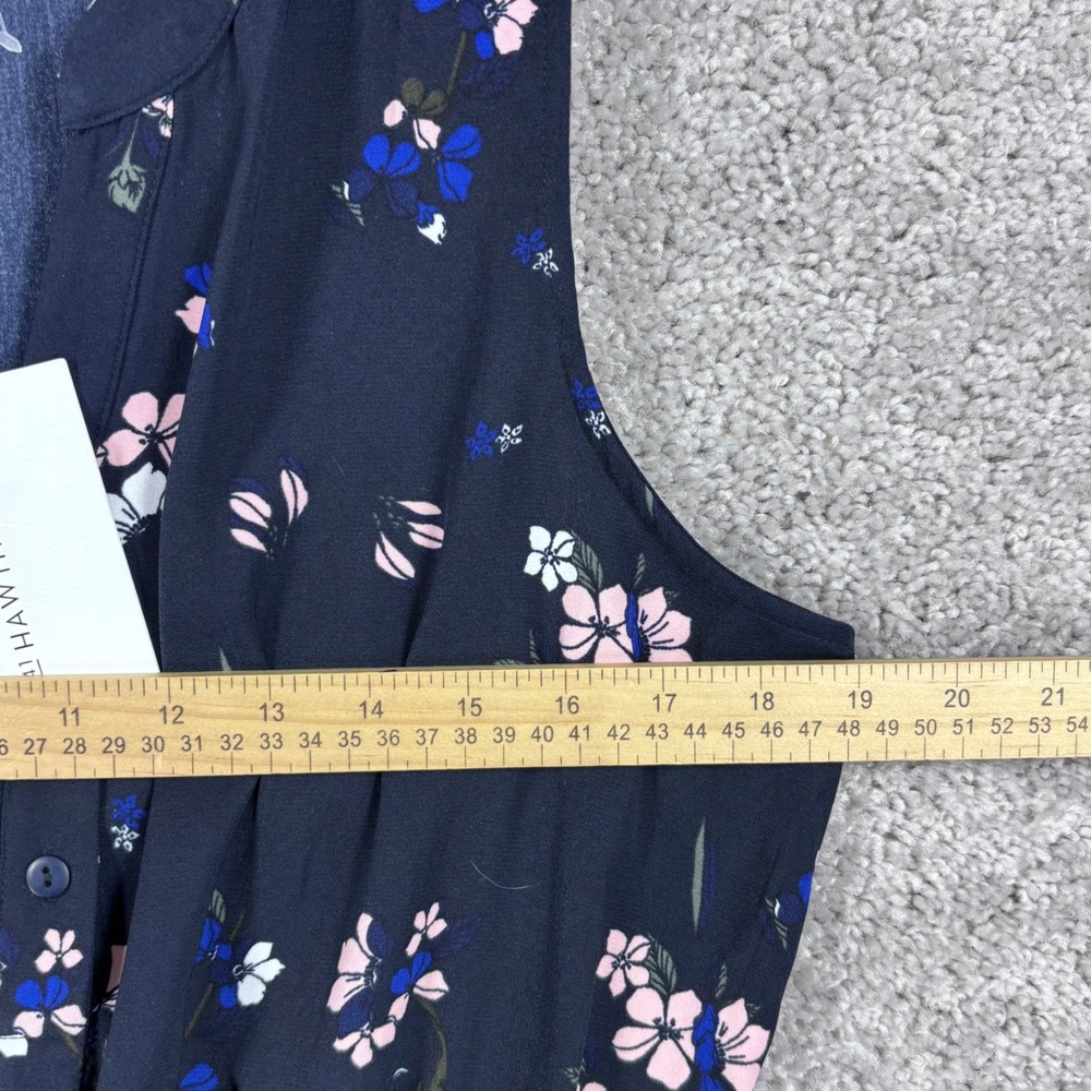 41 Hawthorn Womens Navy Blue Floral Sleeveless Dress L WGW70390 Elastic Waist - Picture 9 of 11